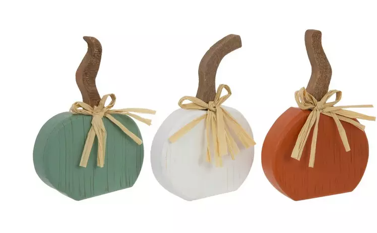 WOOD LONG STEMMED PUMPKINS - ASSORTED