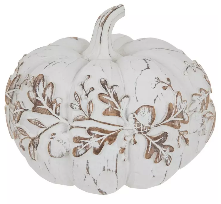 WHITEWASHED ACORN PATTERN PUMPKIN