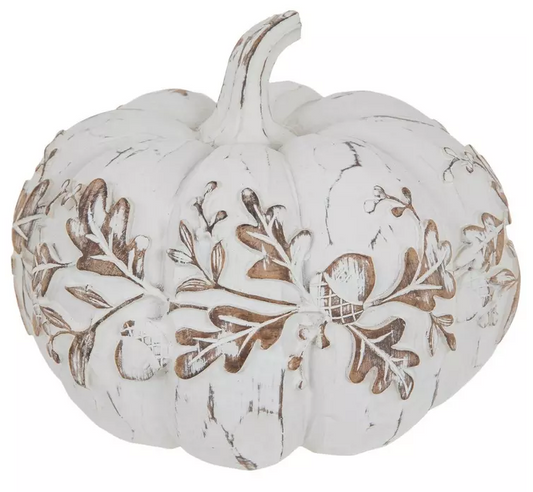 WHITEWASHED ACORN PATTERN PUMPKIN