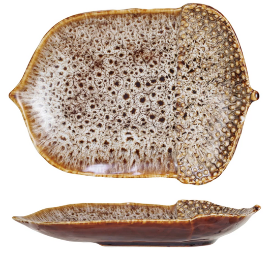 STONEWARE ACORN SHAPED PLATE - ASSORTED