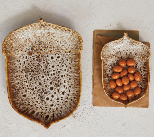 STONEWARE ACORN SHAPED PLATE - ASSORTED