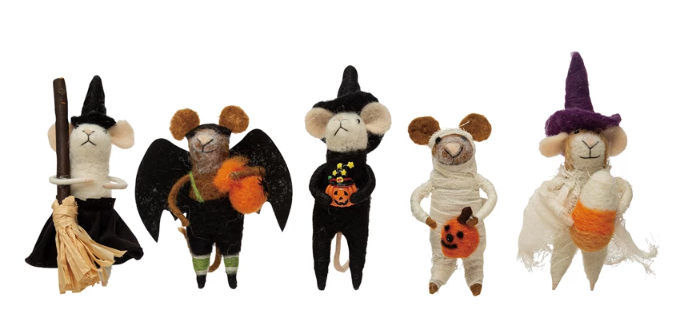 HALLOWEEN WOOL FELT MOUSE IN CUSTUME - 5 STYLES