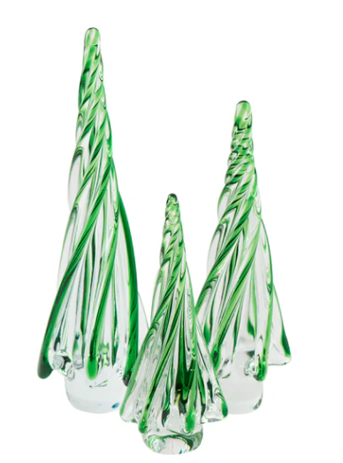 HOLIDAY CLEAR GLASS TREE - ASSORTED