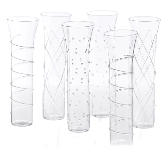 RAZZLE DAZZLE CHAMPAGNE FLUTES WITH CLEAR ACCENTS - ASSORTED