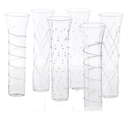 RAZZLE DAZZLE CHAMPAGNE FLUTES WITH CLEAR ACCENTS - ASSORTED