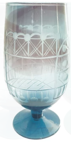 HAND BLOWN ETCHED RECYCLED DRINKING GLASS OR VOTIVE HOLDER - ASSORTED COLORS AND SIZES