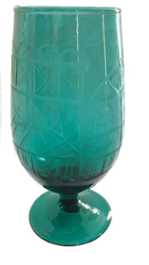 HAND BLOWN ETCHED RECYCLED DRINKING GLASS OR VOTIVE HOLDER - ASSORTED COLORS AND SIZES