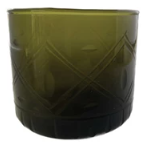 HAND BLOWN ETCHED RECYCLED DRINKING GLASS OR VOTIVE HOLDER - ASSORTED COLORS AND SIZES