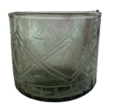 HAND BLOWN ETCHED RECYCLED DRINKING GLASS OR VOTIVE HOLDER - ASSORTED COLORS AND SIZES