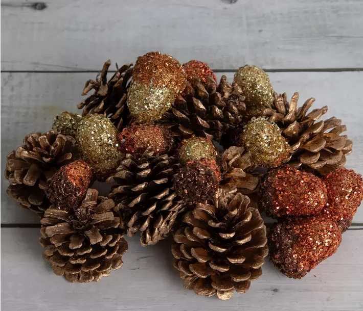 FALL GLITTER PUMPKIN, ACORN AND PINECONE FILLER