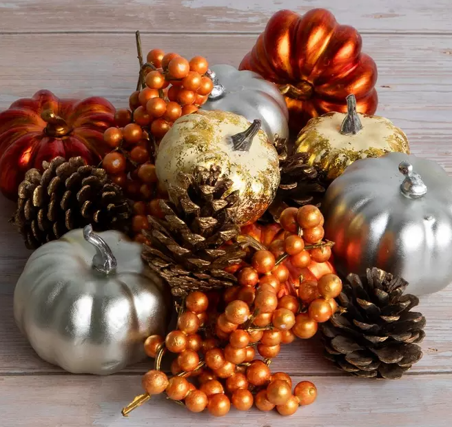 FALL GLITTER PUMPKIN, ACORN AND PINECONE FILLER