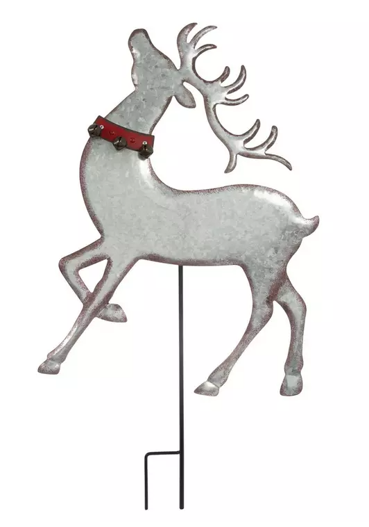 GALVANIZED METAL REINDEER GARDEN STAKE