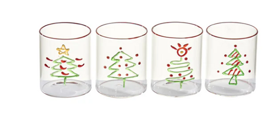 CHRISTMAS TREE TUMBLER SET/4 - SSORTED