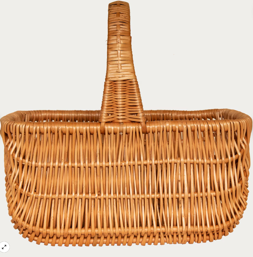HANDMADE WOVEN WICKER BASKET WITH HANDLE - ASSORTED SIZES