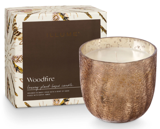 ILLUME WOODFIRE LARGE BOXED CRACKLE GLASS CANDLE