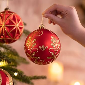 DECORATIVE GLITTER BALL ORNAMENTS - ASSORTED