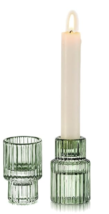 CRYSTAL RIBBED GLASS TAPER CANDLE HOLDER - ASSORTED