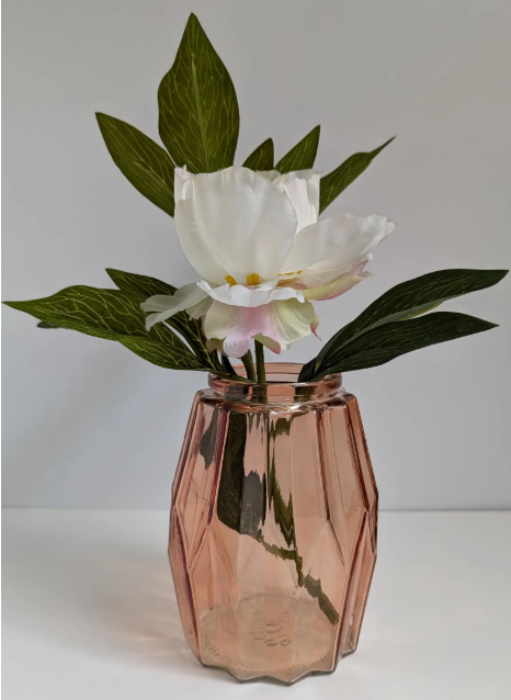 VINTAGE PEACHY PINK BLUSH DPS GEOMETRIC GLASS VASE