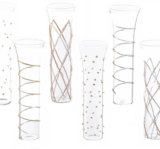 RAZZLE DAZZLE CHAMPAGNE FLUTES WITH CLEAR ACCENTS - ASSORTED
