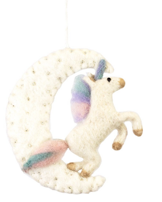 dZi HANDMADE FELTED MOON ORNAMENTS - ASSORTED