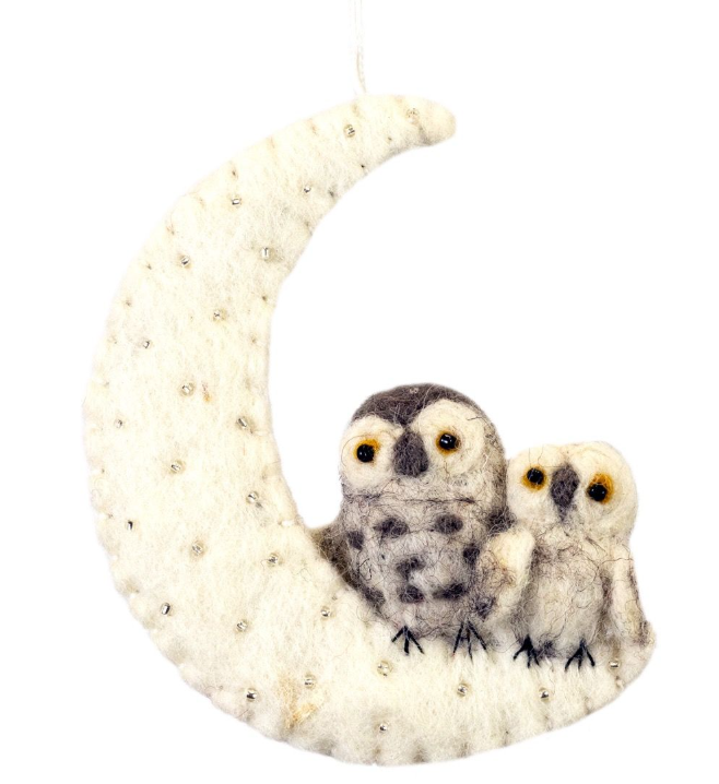 dZi HANDMADE FELTED MOON ORNAMENTS - ASSORTED