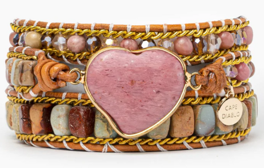 CAPE DIABLO - BRACELETS - RHODONITE LOVE PROTECTION WRAP