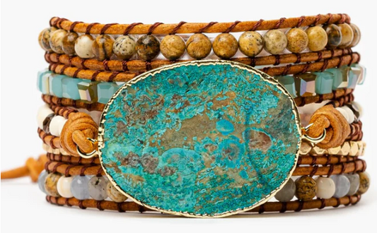 CAPE DIABLO - BRACELETS - BLUE EARTH JASPER STONE WRAP