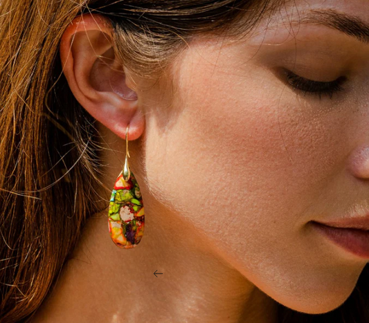 CAPE DIABLO - EARRINGS - INTENSE JASPER TEARDROP GOLD OR SILVER