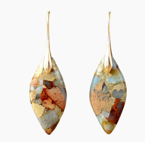 CAPE DIABLO - EARRINGS - TERRA HUES LEAVES JASPER GOLD