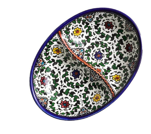 BLUE WEST BANK DIVIDED DISH - PALESTINE