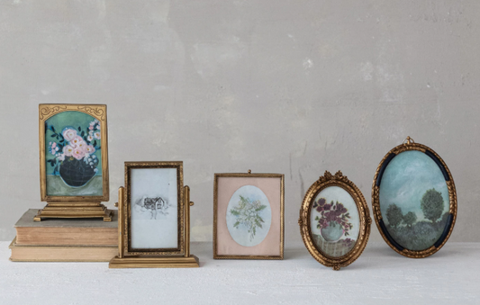 PEWTER AND GOLD PHOTO FRAMES - ASSORTED