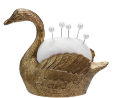 VELVET PIN CUSHION WITH 5 PEARL HEAD PINS - ASSORTED