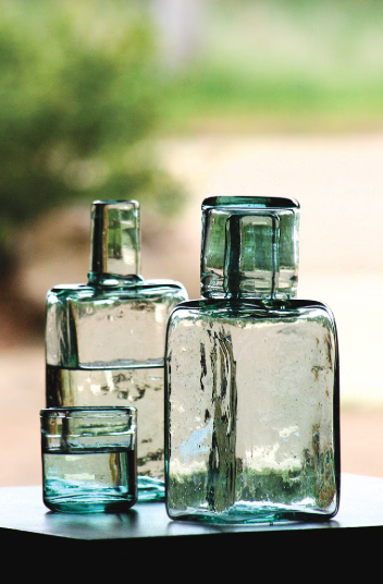 BEDSIDE WATER CARAFE AND DRINKING GLASS
