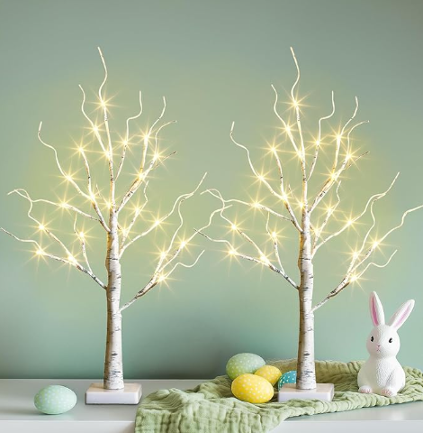 LED ORNAMENT TREE - 2FT BIRCH WITH LED LIGHTS (BATTERY POWERED W/TIMER