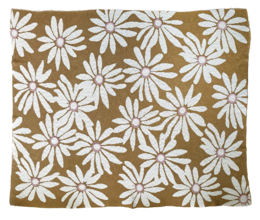 COTTON KNIT THROW EMBROIDERED WITH DAISY FLOWERS 50" x 60"