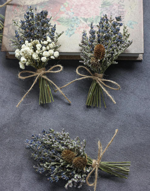 MINI DRIED LAVENDER FLOWER BOUQUET 2.1" x 4.7" - ASSORTED