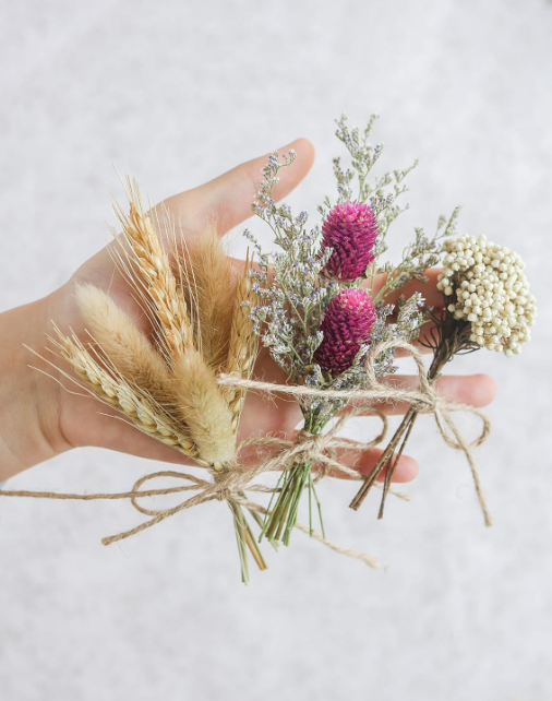 MINI NATURAL DRIED FLORAL FORGET-ME-NOT BOUQUET STEMS - ASSORTED