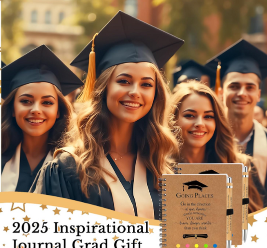GRADUATION INSPIRATIONAL SPIRAL KRAFT NOTEBOOK W/STICKY NOTES & BAMBOO BALLPOINT PEN