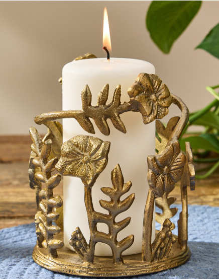 BLOOMINGTON WINE CADDY/CANDLE HOLDER - BRASS