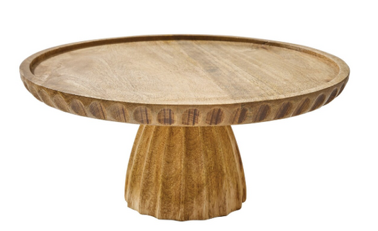 FLUTED WOOD CAKE STAND