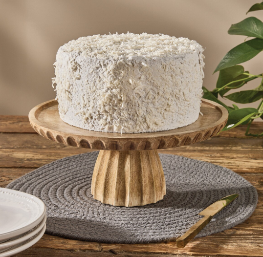 FLUTED WOOD CAKE STAND