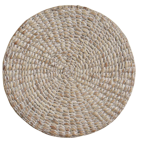 BRAIDED HYACINTH ROUND PLACEMAT - WHITE WASHED