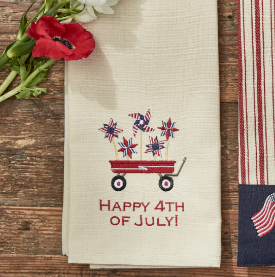HAPPY 4TH OF JULY EMBROIDERED DISHTOWEL
