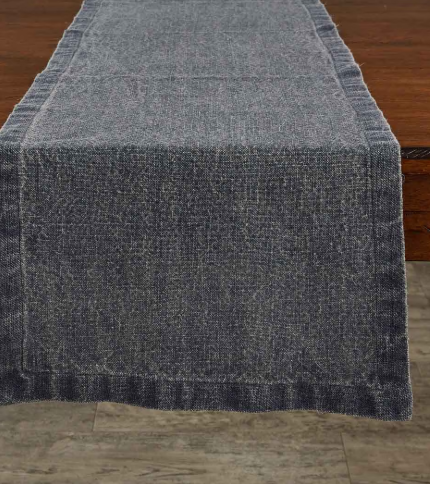 WASHED LINEN SOLID BLUE TABLE RUNNER - 14" x 60"