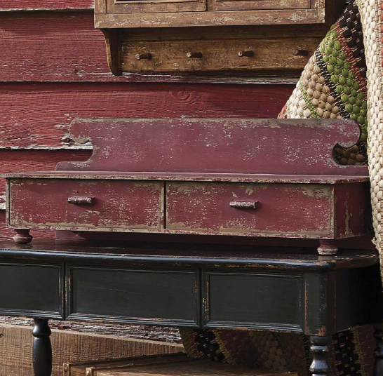 AGED COUNTER SHELF WITH DRAWERS - ASSORTED