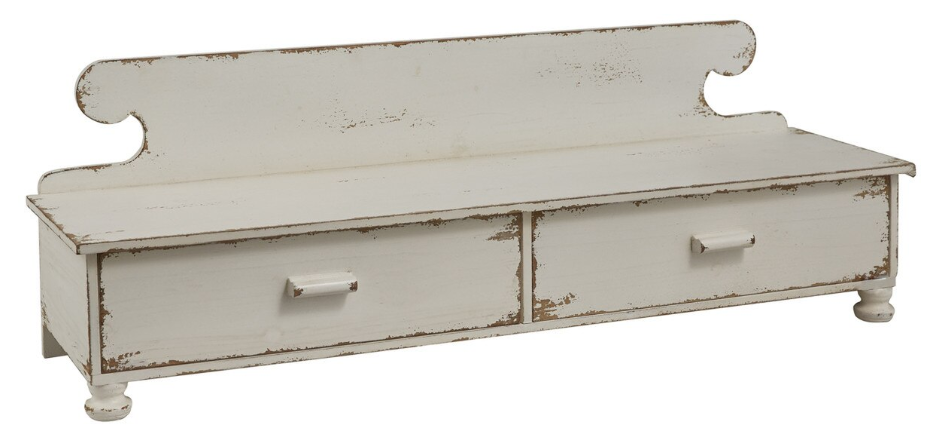 AGED COUNTER SHELF WITH DRAWERS - ASSORTED