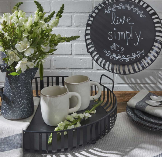 SPENCER ROUND BLACK METAL TRAY - ASSORTED