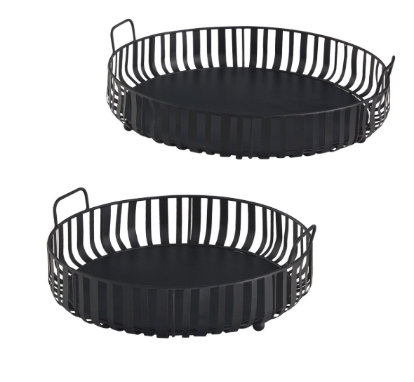 SPENCER ROUND BLACK METAL TRAY - ASSORTED