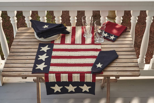 STAR SPANGLED TABLE RUNNER, PLACEMAT AND NAPKINS