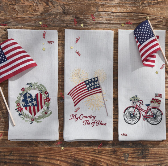4TH OF JULY EMBROIDERED DISHTOWELS - ASSORTED